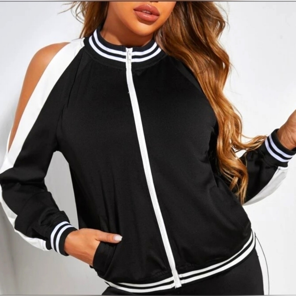 Lilys Kloset Cold ShoulderZipper Jacket